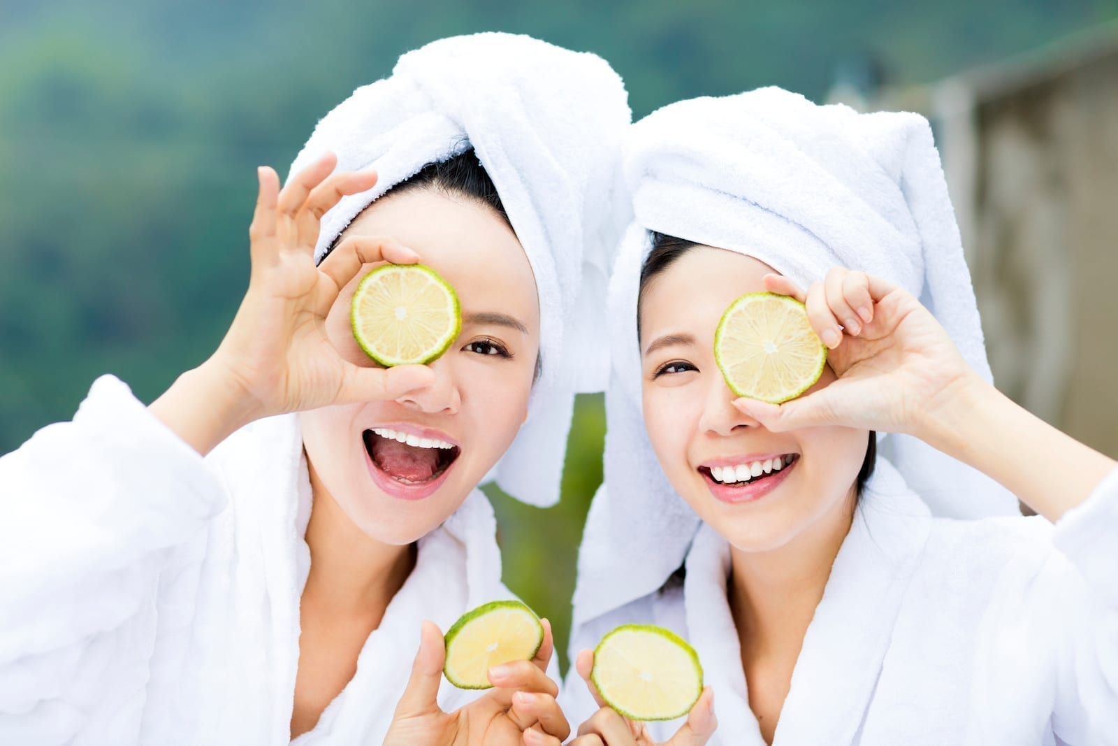 Two friends having a great time at the spa